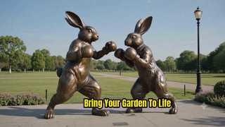 Statue de lièvres de boxe en bronze grandeur nature