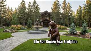 Sculpture d'ours en bronze grandeur nature en métal moulé sur mesure
