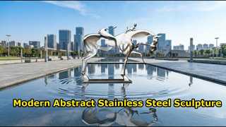 cheval abstrait en acier inoxydable