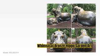 Sculpture en bronze d'hippopotame mère et bébé
