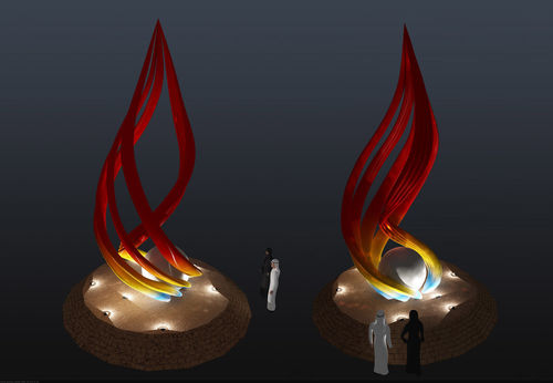 Dernières nouvelles de l'entreprise Projet de sculpture en métal de flamme en arabe saoudien