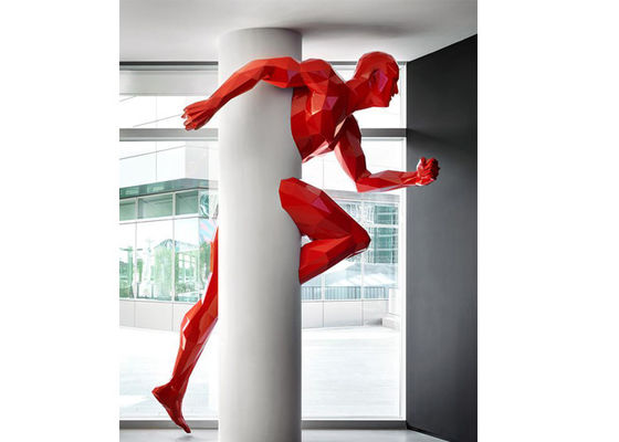 Un bon prix. Grande décoration moderne peinte de mur de sculpture en Art Geometric Running Man Fiberglass en ligne
