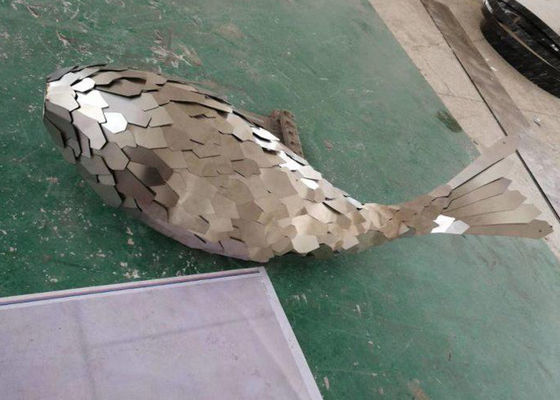 Un bon prix. Statue animale grand d'acier inoxydable en baleine en métal extérieur moderne de sculpture en ligne