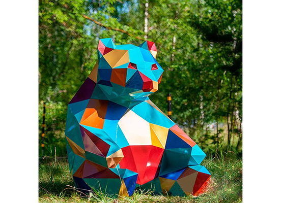 Un bon prix. Décoration de jardin contemporain Sculpture d'ours en acier inoxydable en ligne