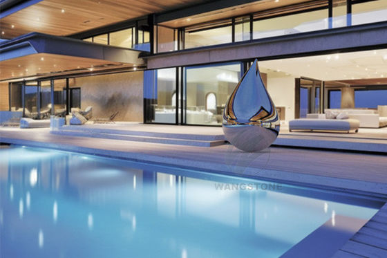 Un bon prix. Art métallique en extérieur poli en acier inoxydable sculpture à goutte d'eau en ligne