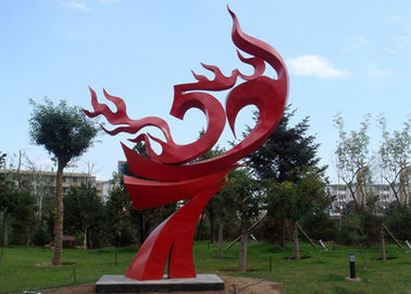 Un bon prix. Grande sculpture rouge peinte en flamme en métal, sculptures abstraites en jardin en métal en ligne