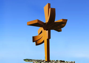Un bon prix. Sculpture en acier en jardin de Corten de forme croisée pour le finissage rouillé d'oxyde de paysage en ligne