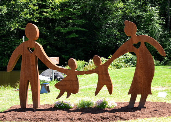 Un bon prix. Jeu en acier de parents et d'enfants de famille de sculpture en Corten de décor d'art de jardin en ligne