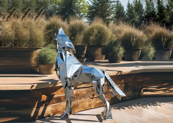 Décoration de jardin moderne Grande sculpture de loup en acier inoxydable