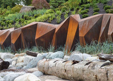 Customized Size Corten Steel Garden Sculpture , Metal Garden Art Outdoor Decoration