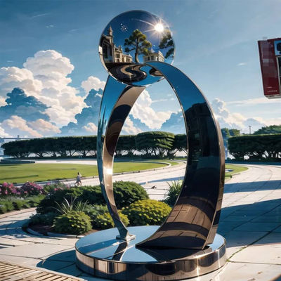 Un bon prix. Grand jardin extérieur Art abstrait Métal miroir poli Sculpture en acier inoxydable Hôtels Artisanat en métal extérieur en ligne