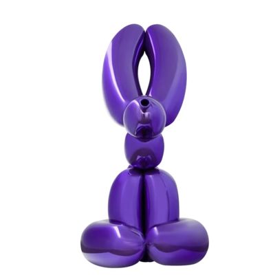 Un bon prix. Sculpture commerciale personnalisée en forme de lapin ballon violet en fibre de verre en ligne