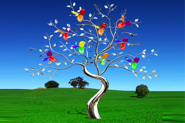 Un bon prix. Sculpture peinte colorée en arbre d'acier inoxydable de décor de jardin pour placer la place en ligne