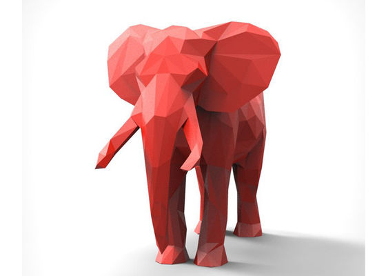 Un bon prix. Sculpture peinte par décoration rouge en métal, sculpture en acier moderne en éléphant en ligne