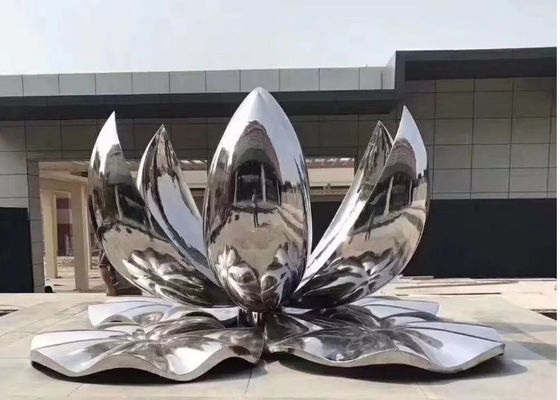 Un bon prix. Grande sculpture extérieure polie en fleur de Lotus en métal d'acier inoxydable en ligne