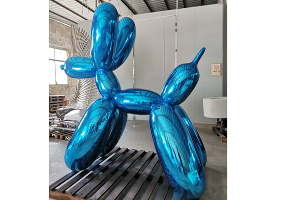 Le contemporain animal de sculpture en chien de ballon d'acier inoxydable a poli