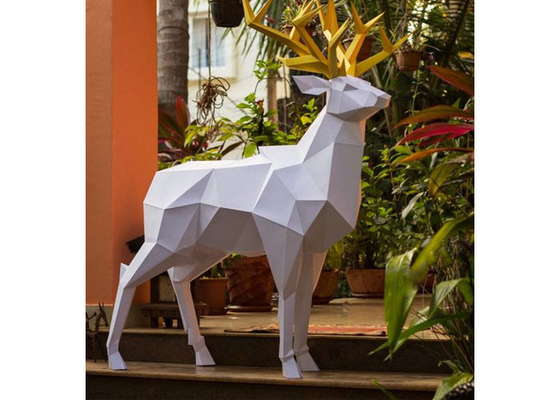 Un bon prix. Le blanc et la sculpture extérieure en fibre de verre de cerfs communs de décoration de jardin d'or ont peint en ligne