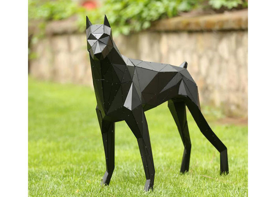 Sculpture extérieure en fibre de verre de chien de décoration de jardin, statue de dobermann de fibre de verre