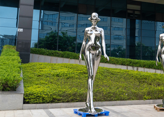 Un bon prix. Décoration de jardin Sculpture de femme en acier inoxydable poli 200 cm de haut en ligne