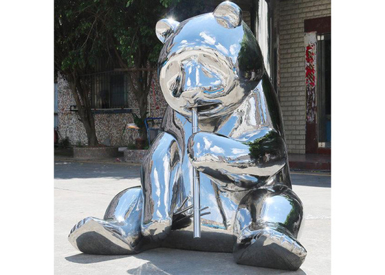 Un bon prix. Taille de Panda Sculpture With Size 150cm d'acier inoxydable de miroir de décoration de plaza en ligne