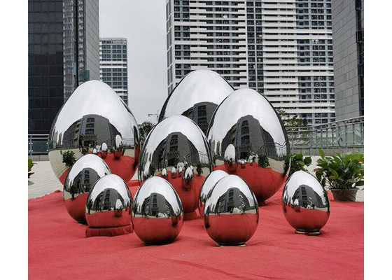 Miroir décoratif de sculpture en oeufs d'acier inoxydable d'art moderne poli