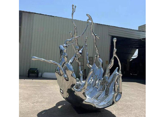 Sculpture créative en vague d'acier inoxydable de jardin avec la taille normale 150 grande