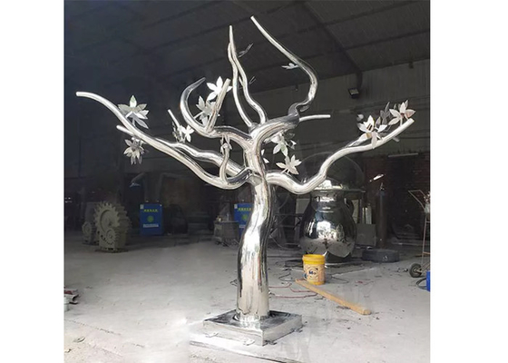 Un bon prix. Sculpture extérieure en arbre d'acier inoxydable de miroir en métal d'abrégé sur conception en ligne