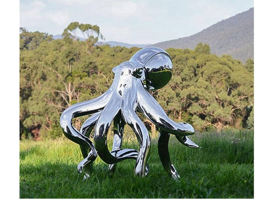 Sculpture contemporaine en poulpe d'acier inoxydable de miroir avec la taille 180cm dans la taille