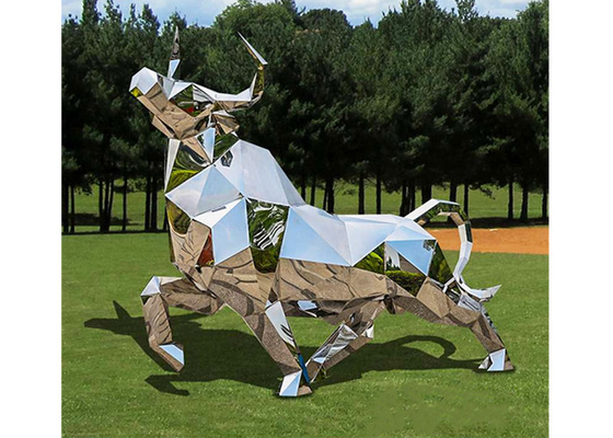 La décoration de jardin a poli la sculpture en acier inoxydable Taureau avec la longueur de la taille 180cm