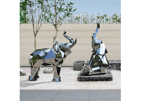 Sculpture en acier inoxydable de miroir d'éléphant pour la décoration contemporaine de jardin