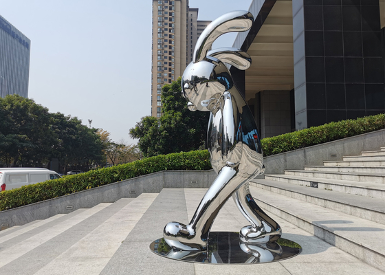 Sculpture contemporaine en lapin d'acier inoxydable de décoration de jardin