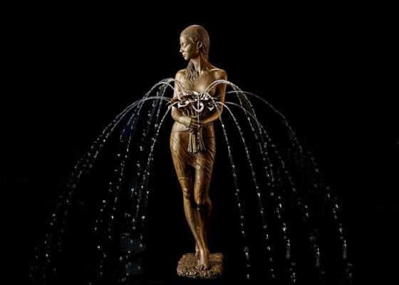 Un bon prix. Décoration extérieure Ballerine en bronze avec fleur Sculpture d'eau Fontaine en ligne