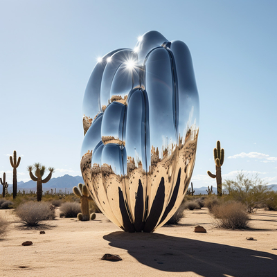 Un bon prix. Sculpture de cactus en acier inoxydable pour la décoration de parcs publics en ligne