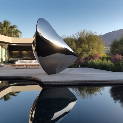 Sculpture en acier inoxydable pour la décoration de jardins et parcs publics avec finition miroir