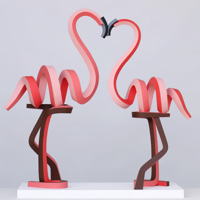 Oiseau en fibre de verre rose grand Amour des flamants