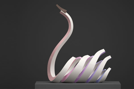 Un bon prix. Sculpture de cygne en acier inoxydable en extérieur Peinture blanche Finition en ligne