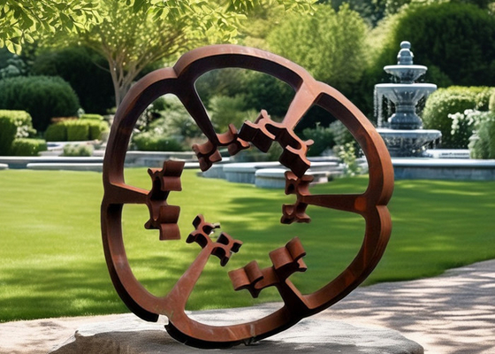 Sculpture en acier en jardin extérieur soudé Fleur d'art en métal rouillé en corten Décor extérieur durable