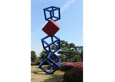 Un bon prix. Sculpture extérieure en art en métal de grande sculpture en acier inoxydable de jardin de cube en ligne