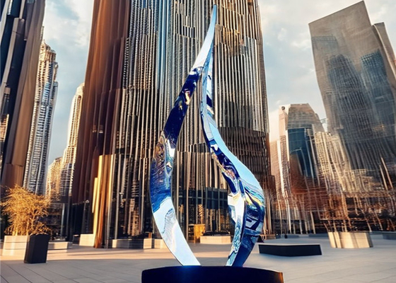 Un bon prix. Art abstrait sur mesure Sculpture en métal extérieur Miroir en acier inoxydable Artisanat en métal poli en ligne