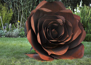 Un bon prix. Sculpture en acier en Corten de fleur de Rose, sculptures rouillées en jardin en métal en ligne
