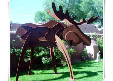 Un bon prix. La statue en acier d'orignaux de Corten d'animaux, style abstrait s'est rouillée l'art en acier de jardin en ligne