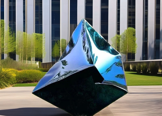 Décoration de jardin extérieur sur mesure Art moderne Statue abstraite en métal Cube Sculpture en acier inoxydable