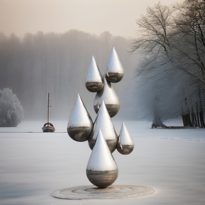 Un bon prix. Sculpture en acier inoxydable moderne miroir polie goutte d'eau design intérieur extérieur soudage sur mesure ornementation métallique en ligne