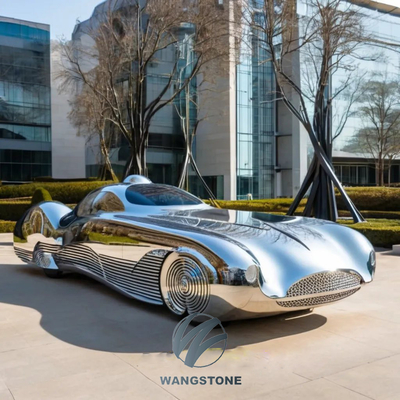 Sculpture de voiture en acier inoxydable pour paysage urbain