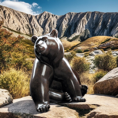 Statue d'ours en métal de taille réelle
