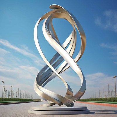 Art métallique moderne grande sculpture en acier inoxydable