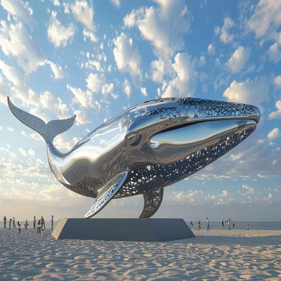 Un bon prix. Décoration moderne en acier inoxydable Sculpture d'animaux de baleine de dauphin Artisanat en plein air en ligne