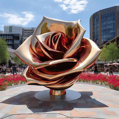 Un bon prix. Idée cadeau unique Élégante sculpture rose en acier inoxydable sculpture artistique de jardin en ligne