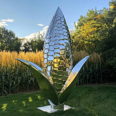 Un bon prix. Décoration extérieure métallique de luxe Sculpture de maïs en acier inoxydable en ligne