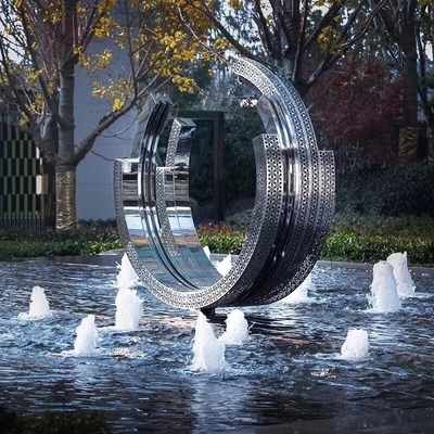 Grande sculpture de fontaine d'eau en métal inoxydable Morning Glory